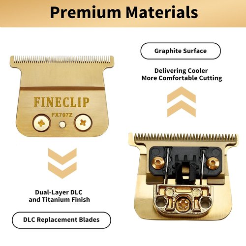 BaBylissPRO FX707Z Replacement Blades - Fine-Tooth T-Blade for Zero-Gapped Trimming | Gold, 2 Pack