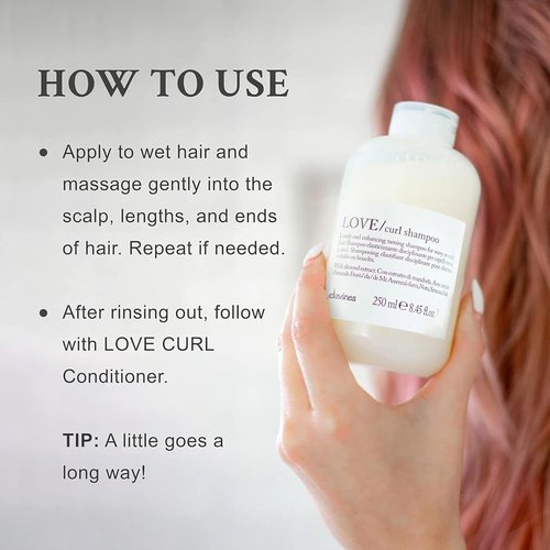 Davines LOVE Curl Shampoo - Gentle Formula for Wavy & Curly Hair | Softens & Hydrates, 8.45 Fl Oz