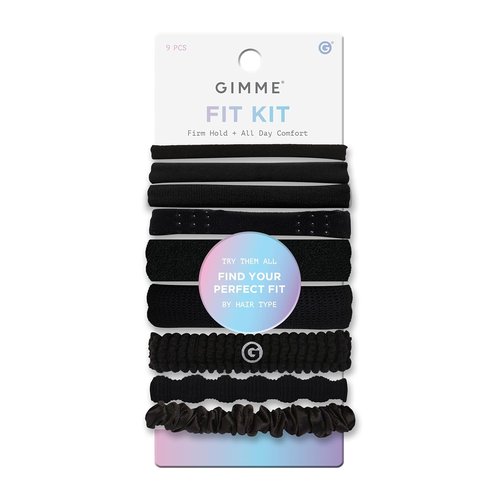 Gimme Beauty Fit Kit | Sample Pack of 5 No-Snag Hair Ties - Gentle & Trendy Accessories - Black