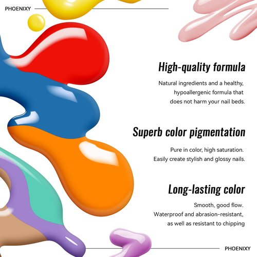 PHOENIXY Gel Nail Polish Kit with U V Light 64 Pcs Gel Nail Set 45 Rainbow Colors Nail Polish Set Base Coat & 4 Effects Top Coat Manicure Tools Complete Nail Kit Gifts for Women Girls