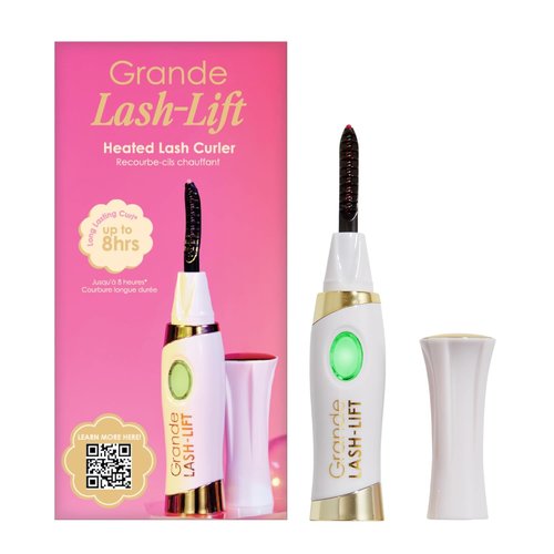 Grande Cosmetics LASH-LIFT Heated Lash Curler - Rechargeable & Travel-Friendly with 2 Heat Settings - White