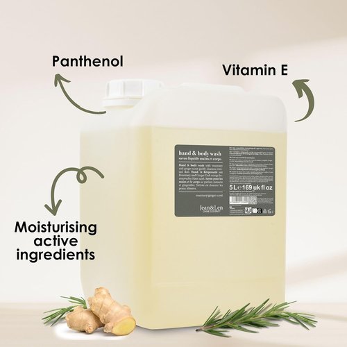 Jean & Len Hand & Body Wash - Rosemary & Ginger | Cleans & Nourishes Skin, 169.07 Fl. Oz.