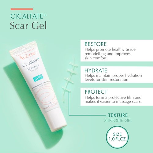Avène Cicalfate+ Scar Gel, Silicone Massage Gel for Superficial & Dermatological Scars, 1 Fl Oz