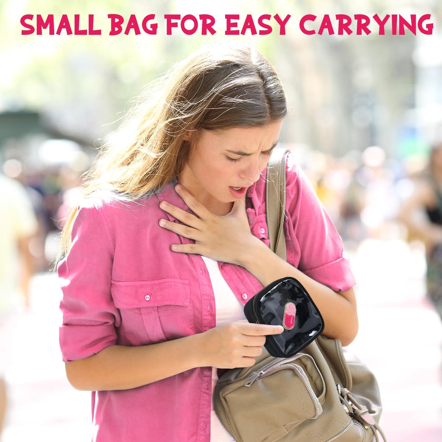 Hillban 2 Pcs Medicine Bag Gifts Chenille Letter Bag Preppy Clear Makeup Meds Nylon Pouch Set PVC Transparent Mini First Aid Christmas Gift for Travel(Basic)