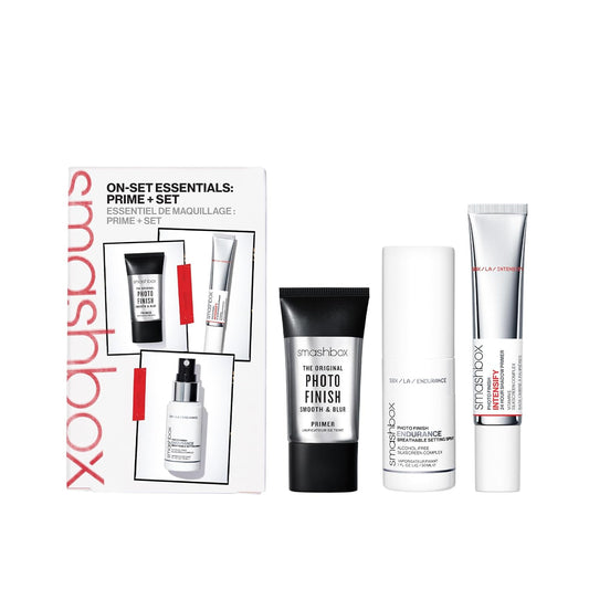 Smashbox On-Set Essentials | Prime and Set Makeup Trio Gift Set with Primers and Setting Spray
