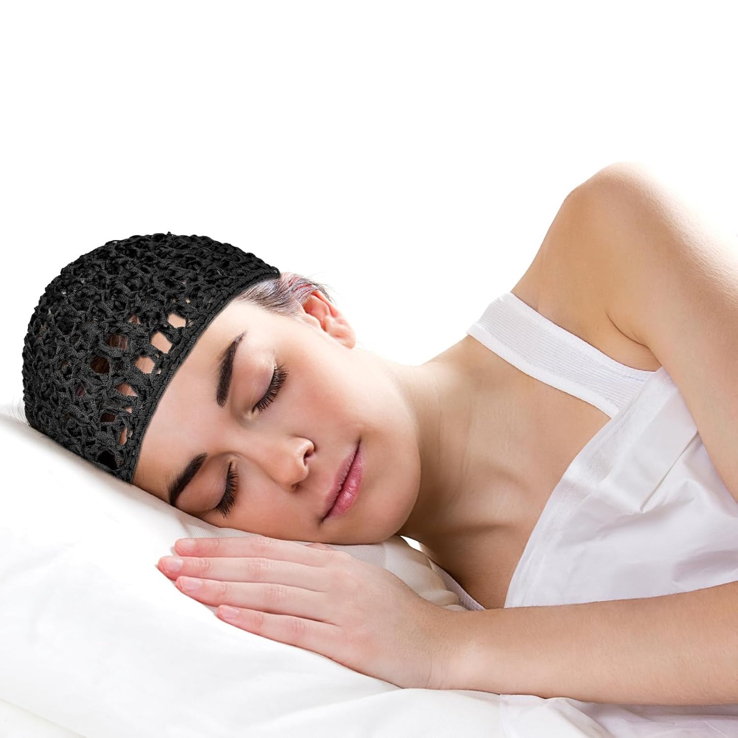 Skiennix Soft Rayon Crocheted Sleep Caps - Elastic Mesh Hair Snoods for All Hair Types | 3 Pcs Set