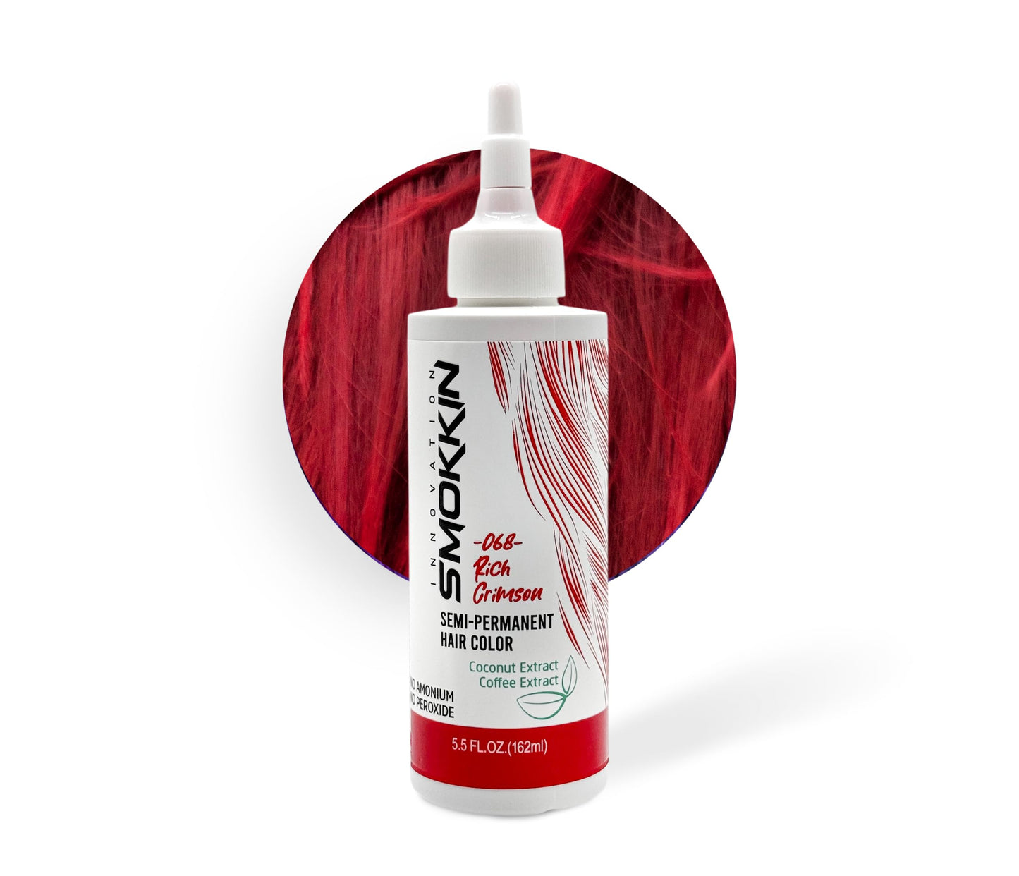 Smokkin Innovation Semi Permanent Hair Color (068 Rich Crimson) | Vegan & Clean Hair Dye for Natural Hair | No Ammonia, No Peroxide | Works on 4C Human Hair, Crochet & Braiding Hair | 5.5 Fl Oz