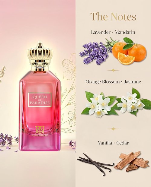 Queen of Paradise Long Lasting Perfume for Women - Luxury Eau de Parfum with Vanilla, Lavender & Mandarin - 3.4oz (100ml)