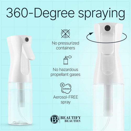BeautifyBeauties Hair Spray Bottle - Ultra Fine Continuous Mister for Hairstyling & Skin Care | Black, 6.8 Oz