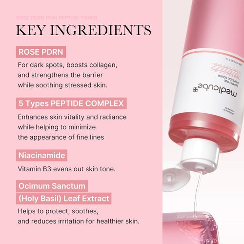 Medicube PDRN Toner - Lightweight Rose Peptide Formula for Soothing & Calming Skin | 8.45 fl. oz.