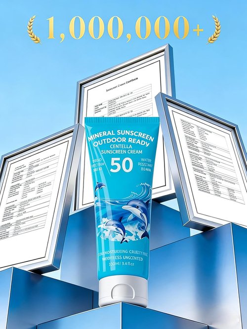Reef Safe Sunscreen SPF 50 - Travel Size Zinc Oxide Mineral Formula with Natural Centella Extract