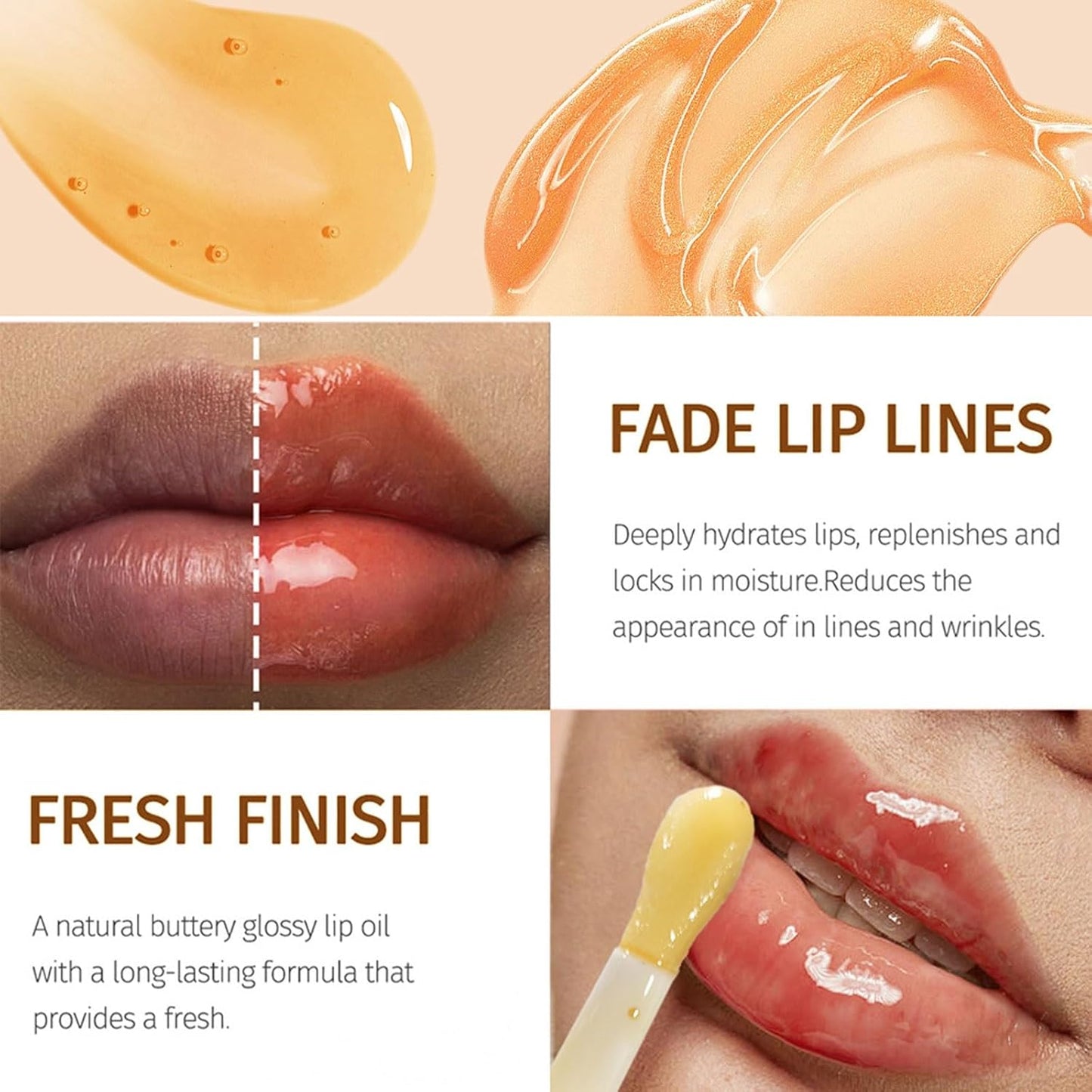 Skiennix Honey Lip Oil - Long-Lasting Moisturizing Gloss for Dry Lips | Transparent, Non-Sticky Balm
