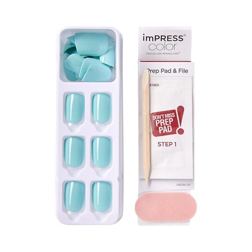 KISS imPRESS Color Press-On Manicure - Gel Nail Kit with PureFit Technology | Mint To Be, Short Length, Polish-Free Solid Color