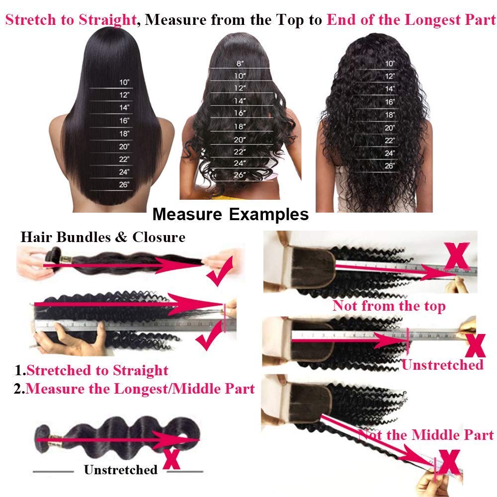 QTHAIR 14A Straight Human Hair Bundles(16 18 20,300g,Natural Black) 100% Unprocessed Human Hair Extensions Indian Straight Virgin Human Hair Bundles