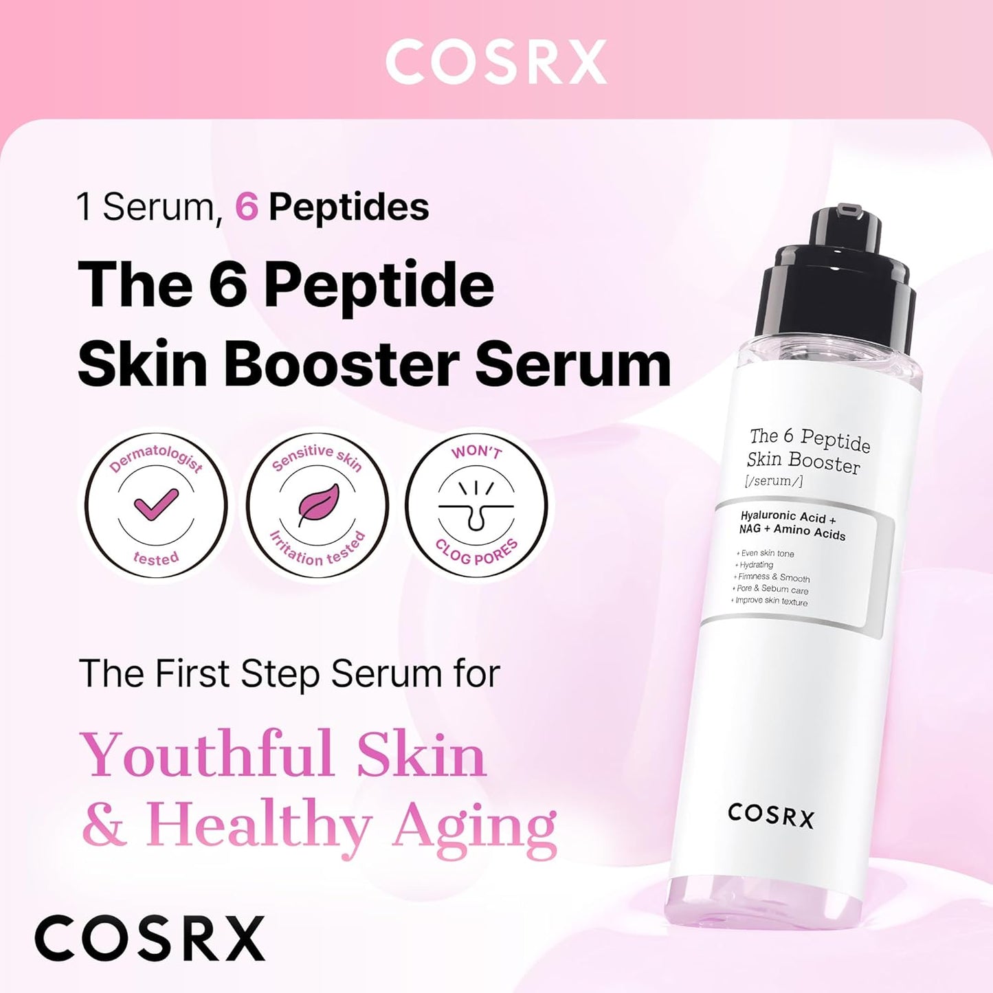 COSRX 6X Peptide Collagen Toner Serum - Revitalize Dull Skin with Copper Peptides | 5.07 Fl. Oz