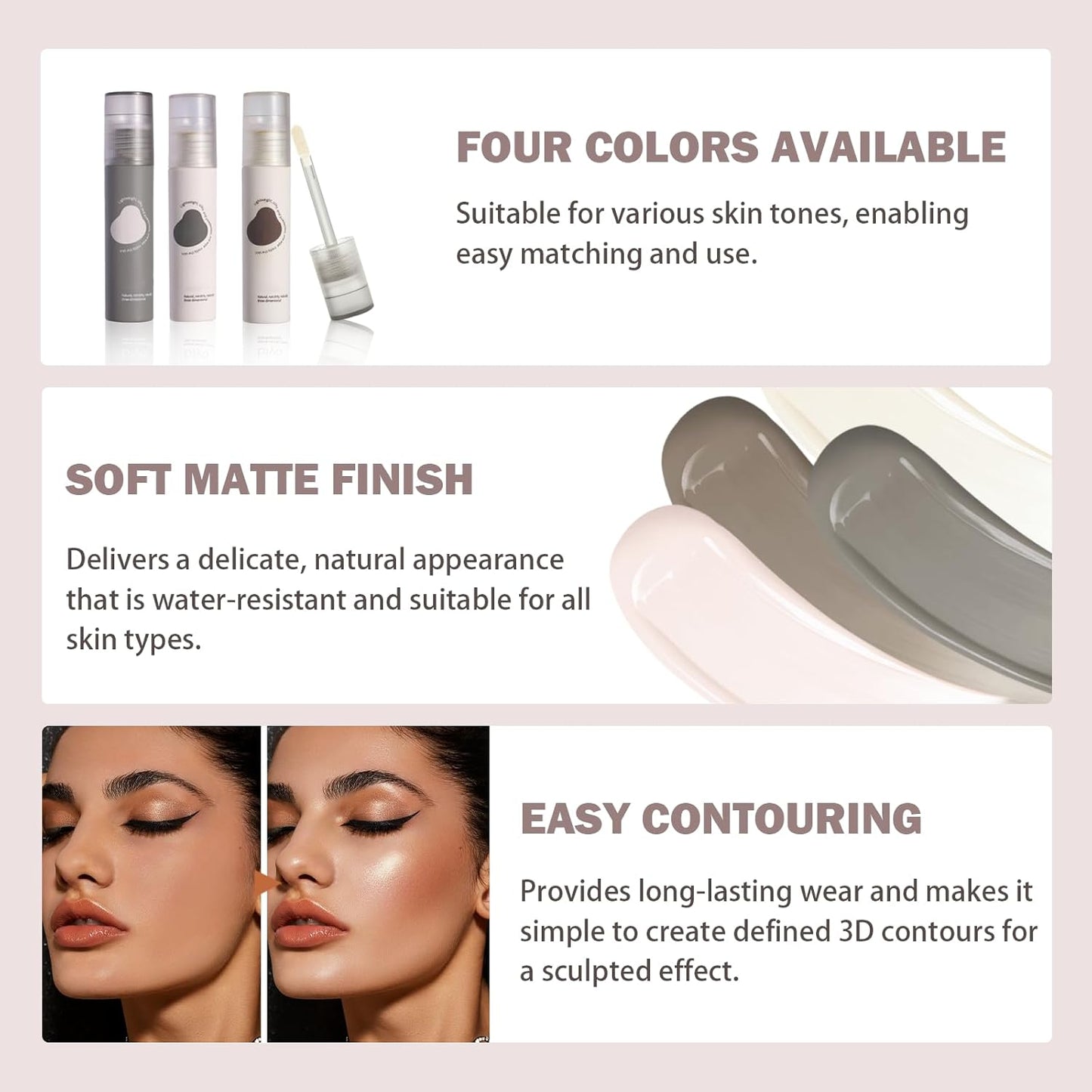 Skiennix Liquid Contour Stick - Cold Matte Grey Cream Bronzer for Blendable, Long-Lasting Makeup | Travel Size 102