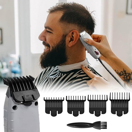 Andis Clipper Guards - 4 Pack Snap-On Blade Attachment Combs Set | 1/16", 1/8", 1/4", 3/8" Sizes - Black