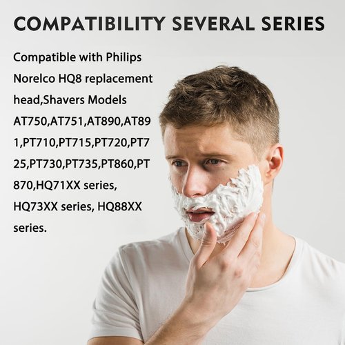 Philips Norelco HQ8 Replacement Heads - Precision Blades for Aquatec Shavers | 9 Pack Compatible with PT720, AT750, AT890