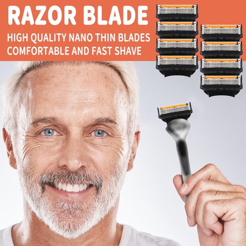 24 Replacement Razor Blades for Men – Compatible with Gillette ProGlide &Razor Systems, 5-Blade Refills, Wet Shave, Value Pack, Smooth & Precise