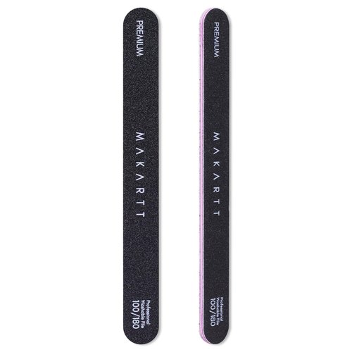 Makartt Nail File - Professional 100/180 Grit Emery Boards for Gentle Filing | Black 2-Piece Set