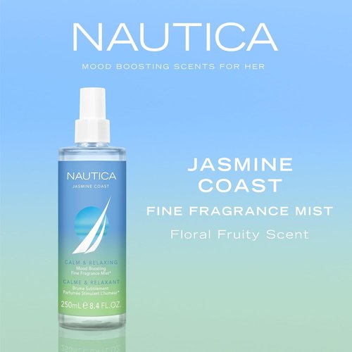 Nautica Jasmine Coast Body Mist - Long-Lasting Women's Fragrance with Pear, Jasmine & Musk | 8.4 Fl Oz