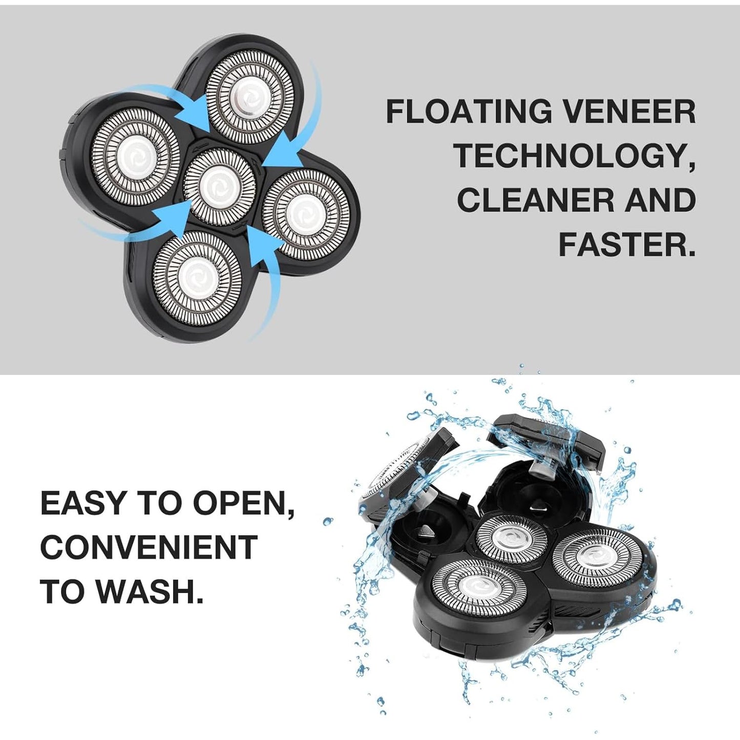 Universal 7 Magnetic Replacement heads Compatible with Freebird Freedom Grooming Head Shaver Replacement heads