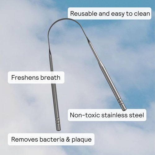 HUPPY Stainless Steel Tongue Cleaner - Reusable Scraper for Fresh Breath & Oral Hygiene | Durable Zero-Waste Tool