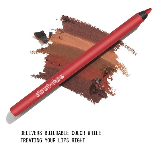 About-Face Matte Fix Lip Pencil - Long-Wear Creamy Matte Lip Liner with Hyaluronic Acid & Vitamins - 0.042 oz (Bright Cherry Red)