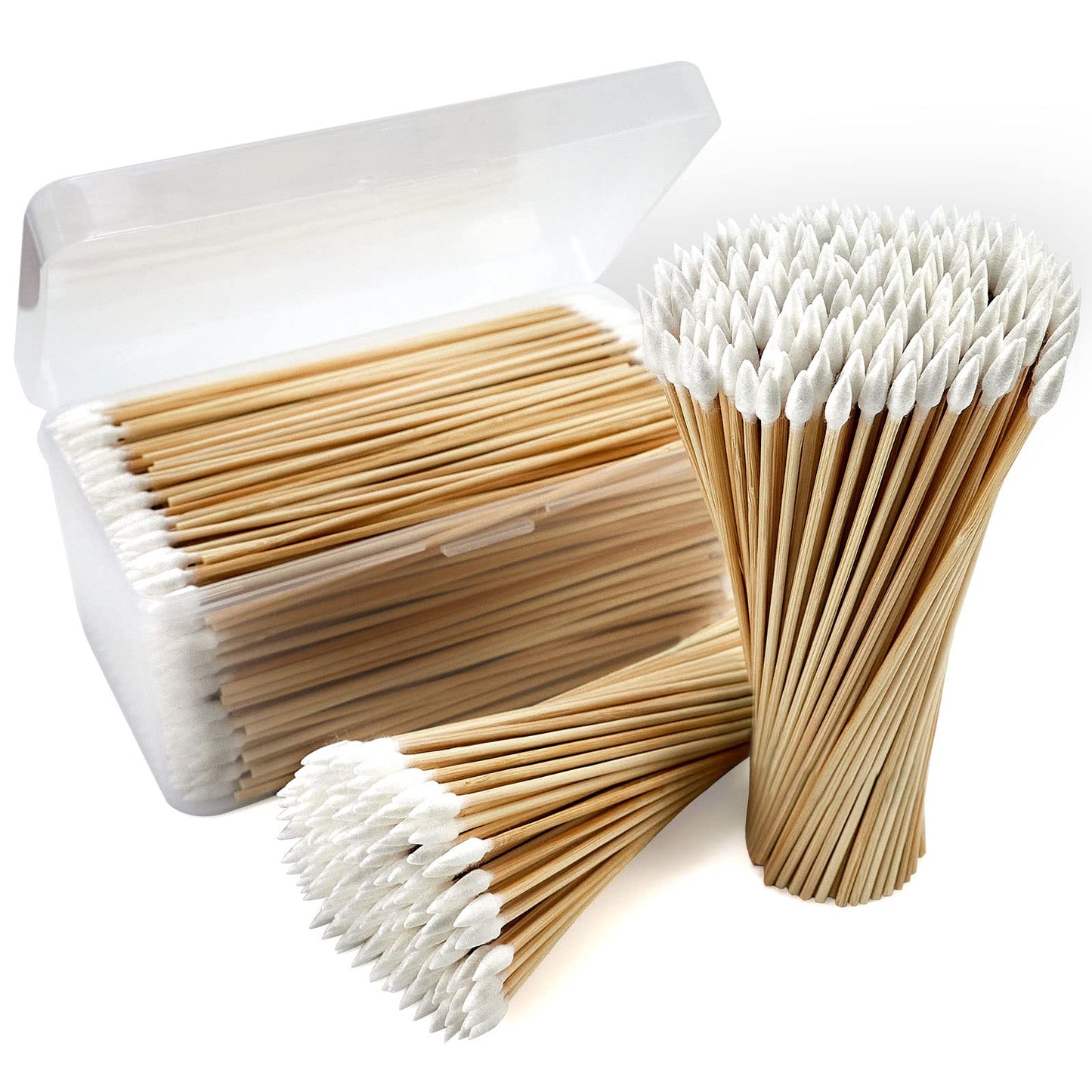 Precision Long Cotton Swab 500 Count, Pointed Cotton swabs 6 Inch- Biodegradable Bamboo Cotton Swabs - Versatile Cotton Tipped Applicators for Intricate Work Gun Cleaning Makeup Nails