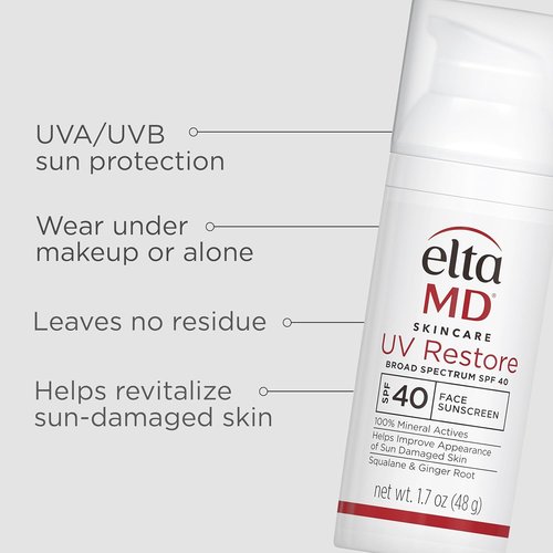 EltaMD UV Restore Face Sunscreen - SPF 40 Mineral Formula for Sun-Damaged Skin Repair | Anti-Aging Benefits