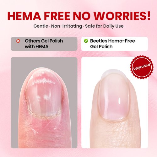 Beetles 22 Pcs HEMA-Free Gel Nail Polish Kit with U V Light - 6 Color Pink Black White Red Shiver Glitter Gel Polish Set Timeless Charm Gift-Ready Package Salon Manicure Kit Women Girls Teens Gifts