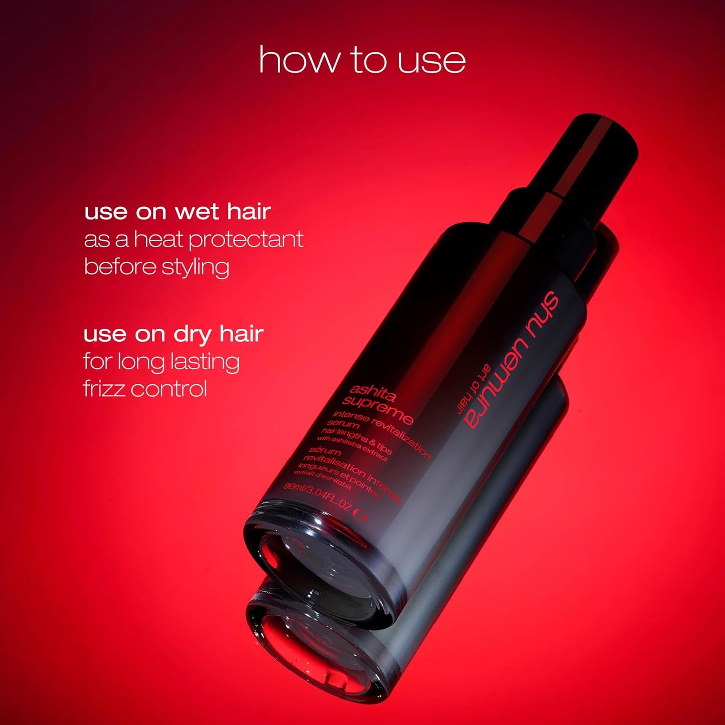 Shu Uemura Art of Hair Ashita Supreme Smoothing Serum - Adds Shine & Reduces Frizz | 3 Fl Oz