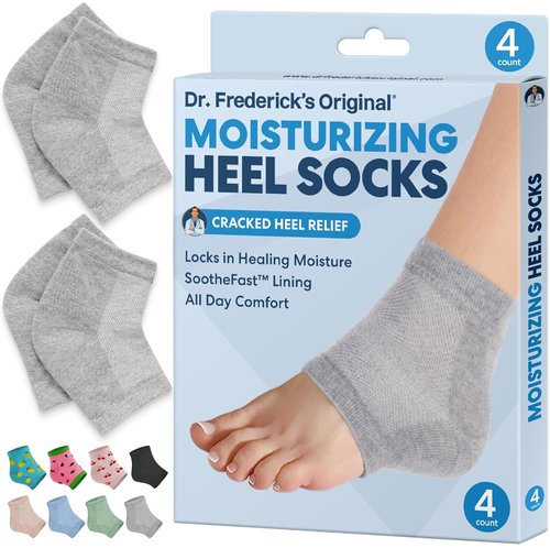 Dr. Frederick's Moisturizing Heel Socks - Olive Oil & Vitamin E Infused for Cracked Heels - 2 Pairs