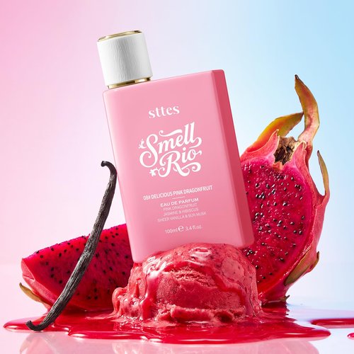 Sttes Smell Rio 08# (Delicious Pink Dragonfruit) Eau de Parfum for Women, Fruity Floral Perfume with Pink Dragonfruit, Lychee, Jasmine, Hibiscus, Vanilla & Sun Musk, 100ml/3.4 Fl Oz