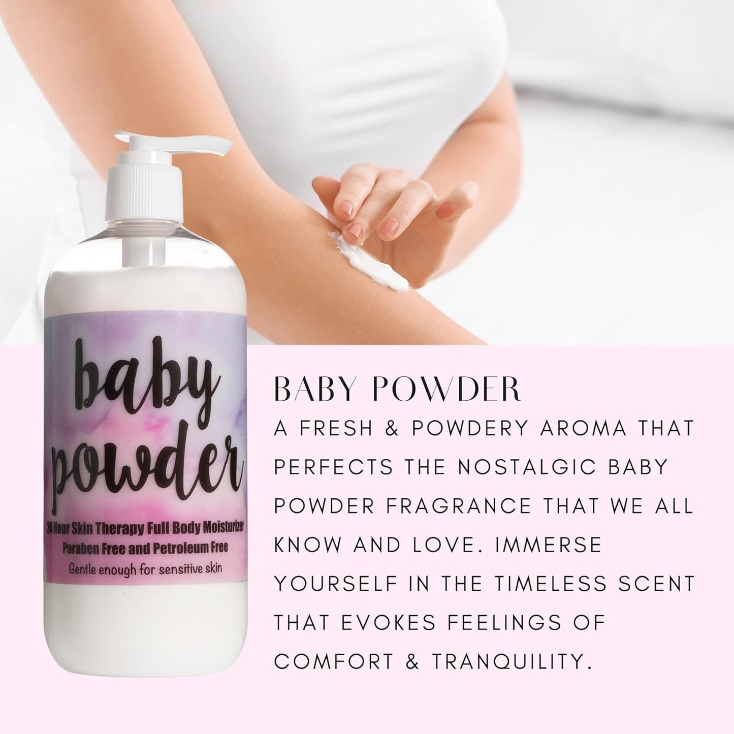 The Lotion Company 24 Hour Skin Therapy Lotion - Baby Powder Scent | 16 Fl Oz Moisturizer
