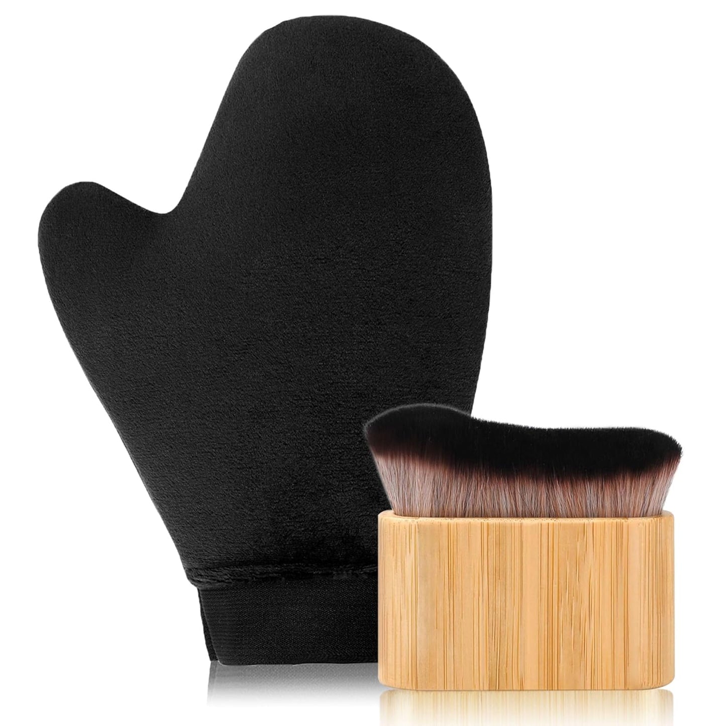 Skiennix 2-in-1 Tanning Mitts - Self Tanner Applicator & Brush Set for Face & Body | Perfect for Sunless & Spray Tan