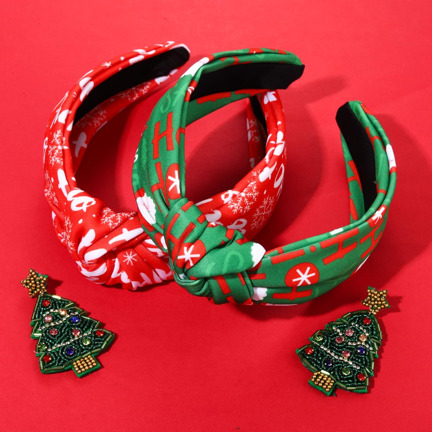 PHALIN Christmas Headband for Women Christmas Hair Accessories Cute Reindeer Xmas Tree Snowflake Santa Claus Knotted Headband Xmas Outfits Accessory Holiday Party Jewelry Gifts