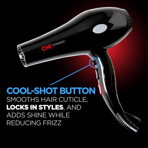CHI Dynamic Hair Dryer - Smooth & Voluminous Blow Dryer with Comb Attachment & Air Concentrating Nozzle
