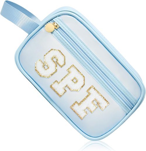 COSHAYSOO Clear Sunscreen Bag - Makeup & Toiletries Pouch for Beach Vacation | Summer Travel Essentials in Blue