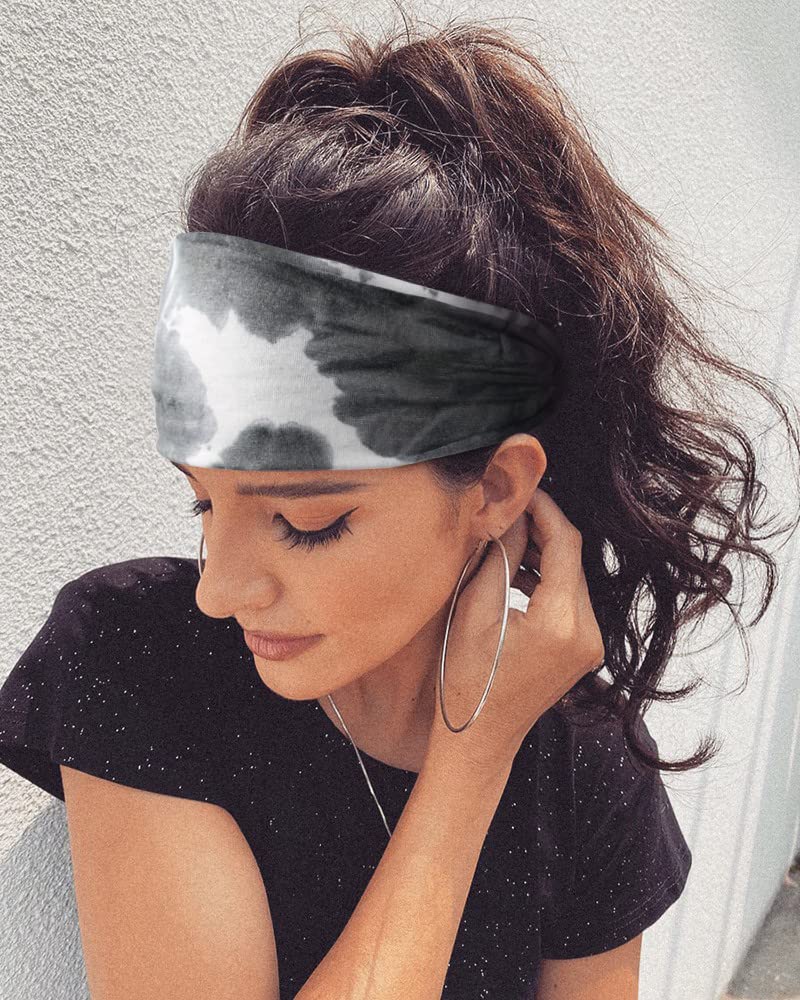 Huachi Headbands for Women Short Hair Boho Women's Fashion Headbands Non Slip Tie Dye Hair Bands for Women's Hair