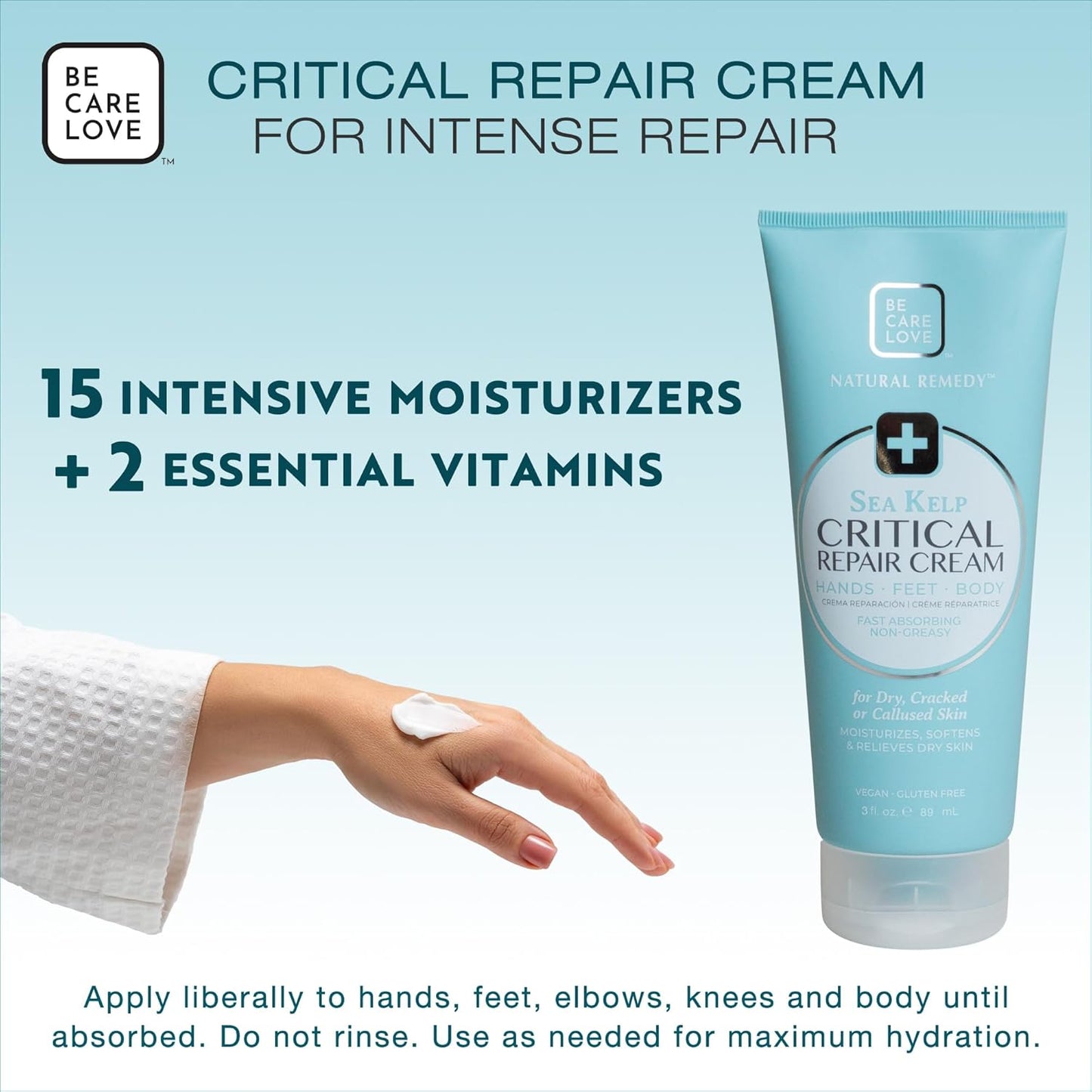 BCL Spa Critical Repair Cream - Intense Hydration with Organic Arnica & Sea Kelp | 3 Fl Oz