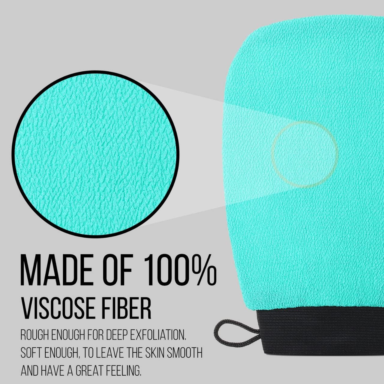 Valitic Exfoliating Glove Body Scrubber - Korean Style Dead Skin Remover & Shower Exfoliator - Turquoise Pair