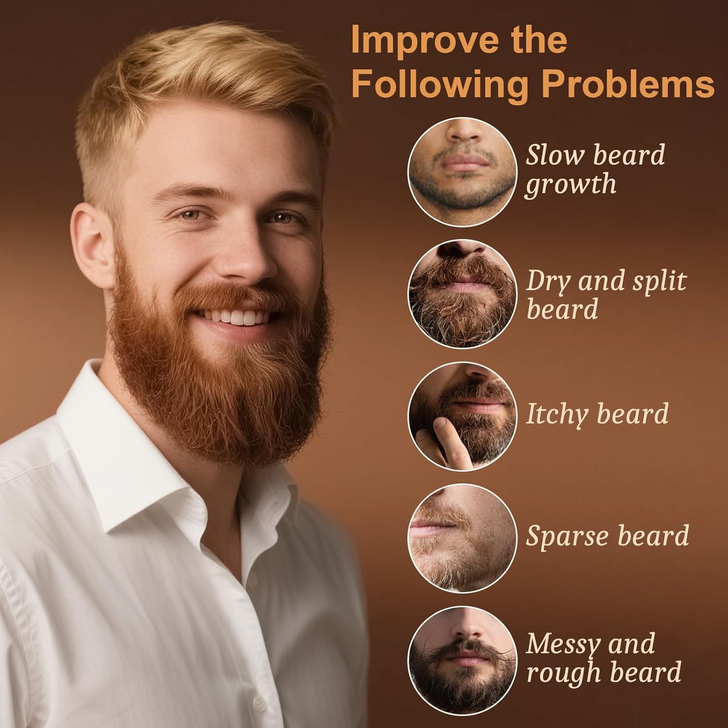 XIKEZAN Beard Oil Set - 5 Pack with Sandalwood, Orange, Vanilla & Cedarwood | Moisturizing Gift for Men