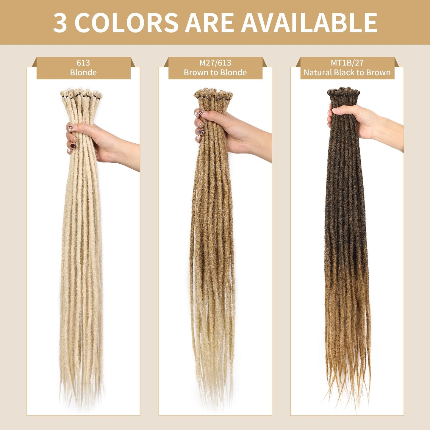 WIGNEE 36 Inches Synthetic Blonde Dreadlock Extensions 10 Strands Single Ended Dreadlocks Extension 0.6 CM Synthetic Crochet Dreads Extensions Hip Hop Style for Women/Man(613)