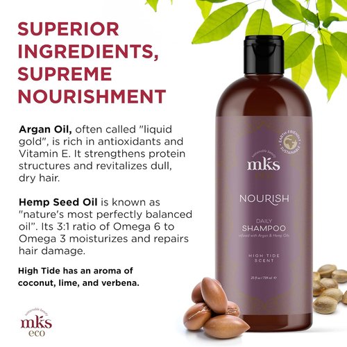 MKS Eco Nourish Shampoo - Cleanses, Strengthens & Repairs Fine Hair - Moroccan Argan Oil, Vegan & Cruelty-Free