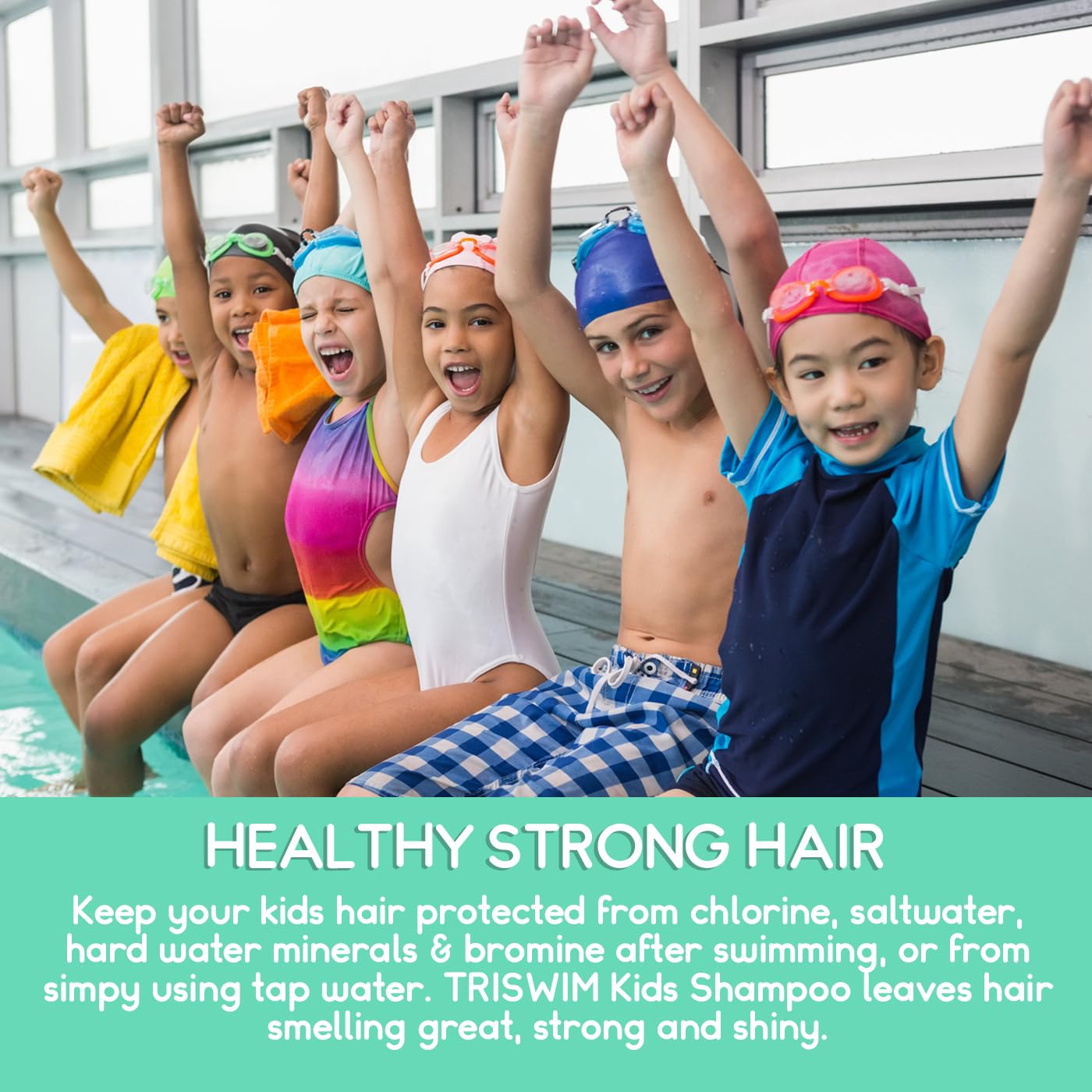 TRISWIM Kids Chlorine Removal Shampoo - Hydrating Formula with Aloe Vera & Vitamins | 8.5oz | Lime & Mango Scent