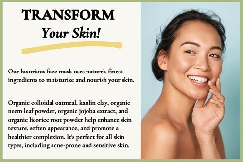 Regine Switzerland Moisturizing Face Mask - Organic Neem & Clay Formula for Dry Skin | Hydrates & Softens, 7 oz