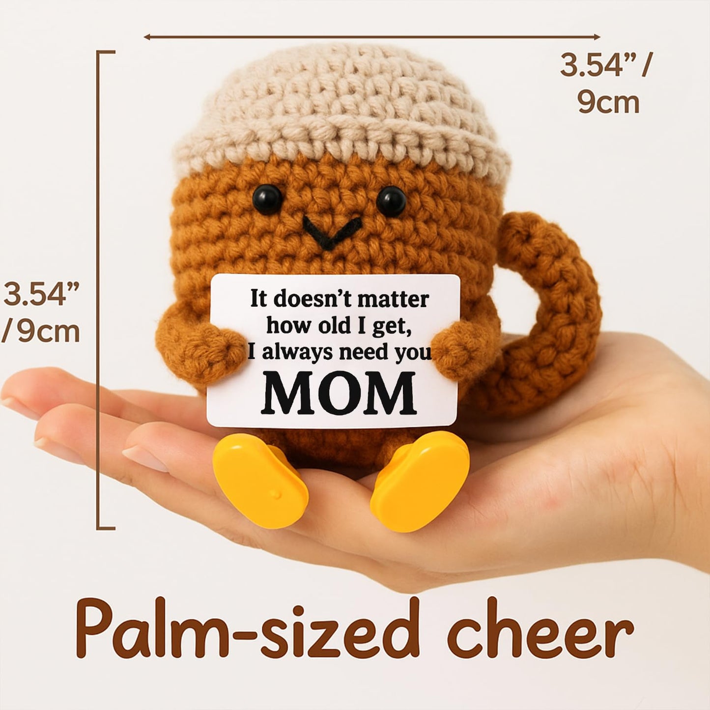 Valentine's Day Gifts for Her Him Women Men Girlfriend Boyfriend Birthday Gifts, Positive Crochet Coffee Cup Desk Decor, Cute Small Coffee Lover Gift for Best Friend Couple Wife Husband