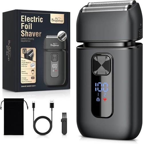 Brightup Electric Foil Shaver for Men - Smooth & Close Shaving with Pop-Up Trimmer | Waterproof & Travel-Friendly