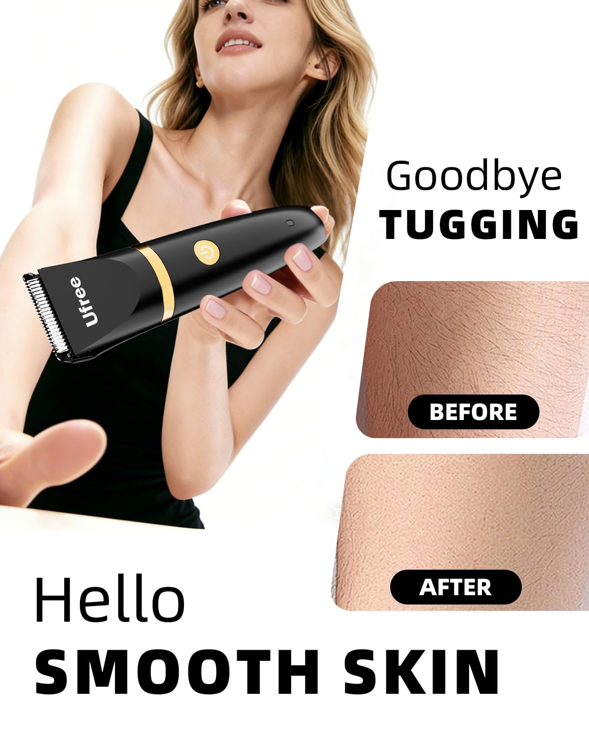 Ufree Bikini Trimmer - Rechargeable Electric Razor for Women | IPX7 Waterproof, Black
